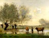 Jean-Baptiste-Camille Corot - Cows in a Marshy Landscape